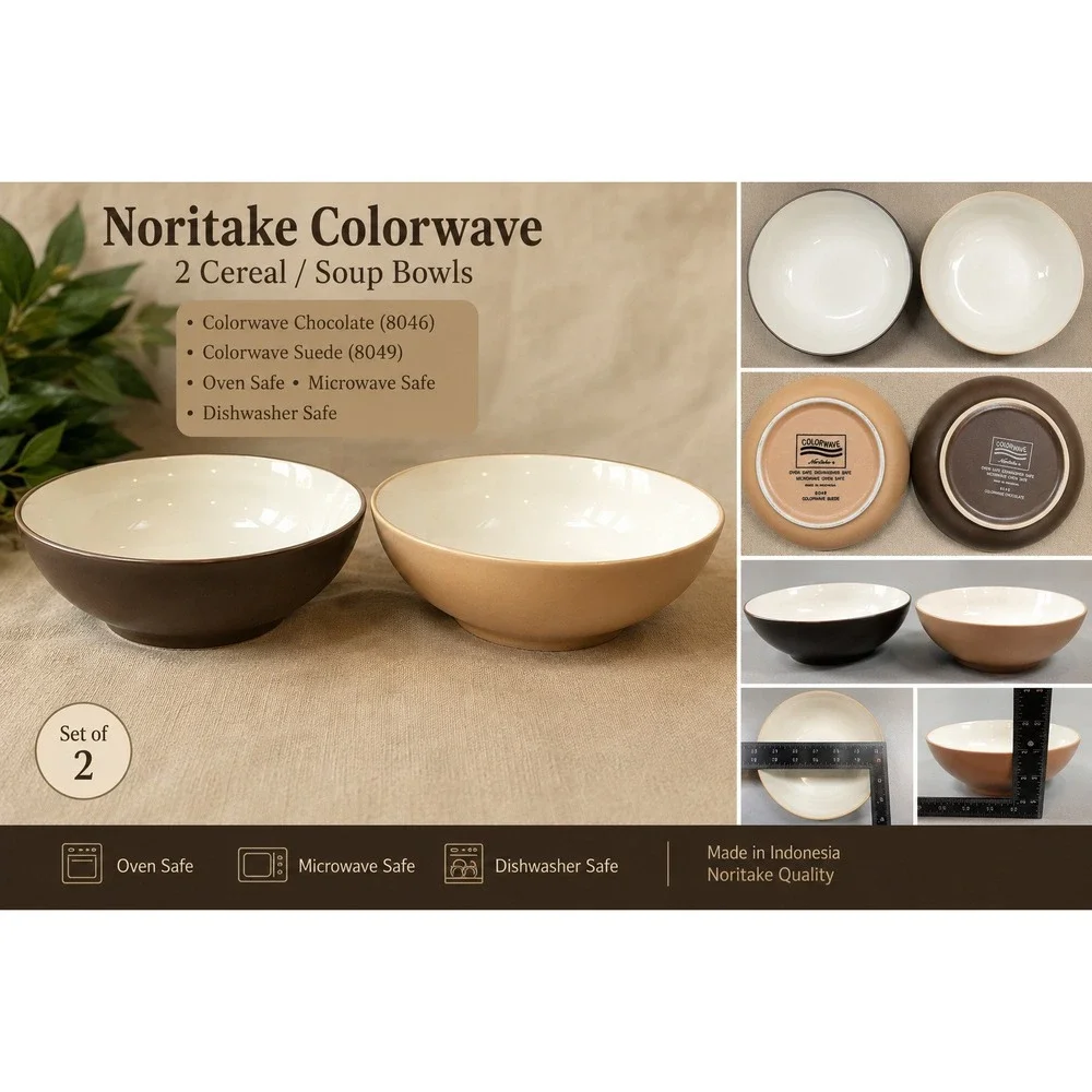 Noritake Colorwave‎ Small Bowls Set of 2 Chocolate 8046 Suede 8049 Stoneware Br